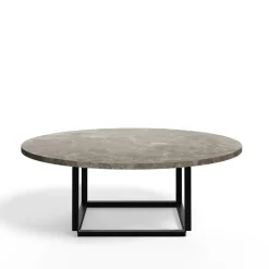 New Works Mesa de centro Florence, mármol du marais, ø90 cm, soporte negro Gris New