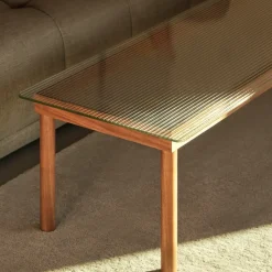 HAY Mesa de centro Kofi, Oak-ribbed glass, 50 cm Beige Hot