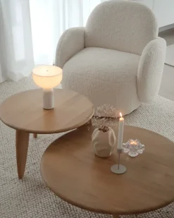 1898 Mesa de centro Lyckeby Ø80x29 cm, Naturlackad ek Marrón Outlet
