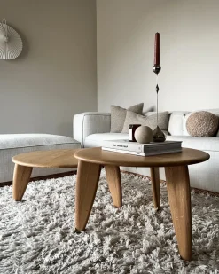 1898 Mesa de centro Lyckeby Ø80x29 cm, Naturlackad ek Marrón Outlet