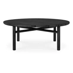 Ethnicraft Mesa de centro Quatro outdoor teca lacado , Ø95 cm Negro