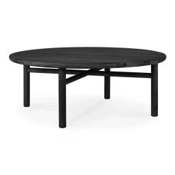 Ethnicraft Mesa de centro Quatro outdoor teca lacado , Ø95 cm Negro