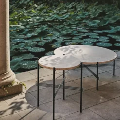 GUBI Mesas De Centro De Exterior|Mesas De Exterior<Mesa de centro TS Outdoor, travertin-negro Blanco