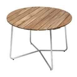 Grythyttan Stålmöbler Mesa de comedor 9A, Teak Ø100 cm Marrón New