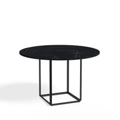 New Works Mesa de comedor Florence redonda, mármol marquina, ø120 cm, soporte Negro New