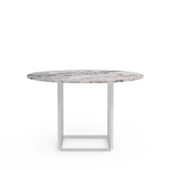 New Works Mesa de comedor Florence redonda, mármol viola , ø120 cm, soporte Blanco Online