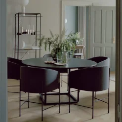 New Works Mesa de comedor Florence redonda, mármol viola , ø120 cm, soporte Blanco Online