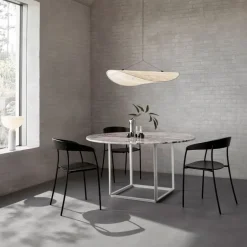 New Works Mesa de comedor Florence redonda, mármol viola , ø120 cm, soporte Blanco Online
