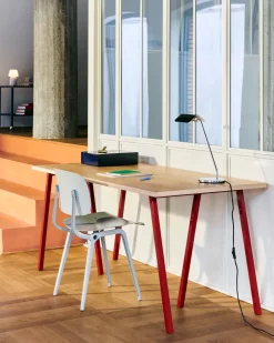 HAY Mesa de comedor Loop Stand 77,5x160 cm, Maroon red-clear lacq. oak RojoMarrón Discount
