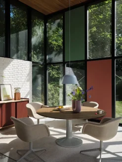 Muuto Mesa pedestal Midst, Dark red linoleum-dark red, Ø120 cm Rojo