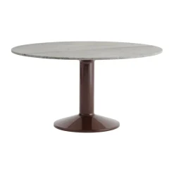 Muuto Mesas De Comedor<Mesa pedestal Midst, Grey marble-dark red, Ø140 cm RojoGris