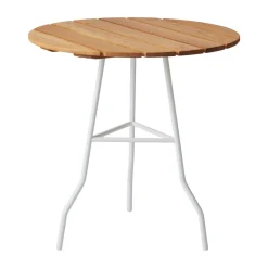 Gärsnäs Mesa Pia Ø70 cm, Soporte de acero lacado - roble aceitado Blanco