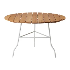 Gärsnäs Mesa Pia Ø110 cm, Soporte de acero lacado - roble aceitado Blanco Discount