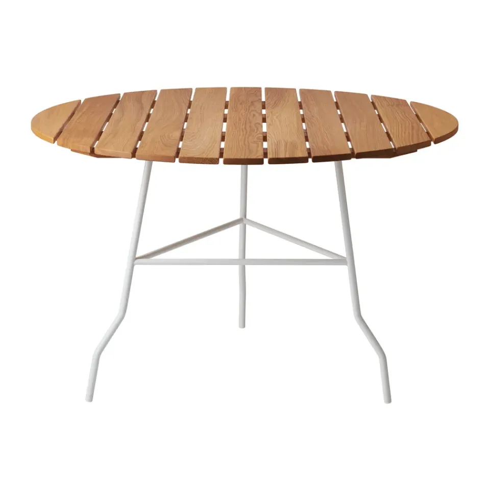 Gärsnäs Mesa Pia Ø110 cm, Soporte de acero lacado - roble aceitado Blanco Discount