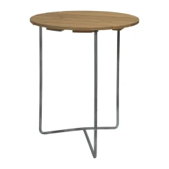 Grythyttan Stålmöbler Mesa Table 6B, Roble aceitado-patas galvanizadas, Ø60 cm Marrón