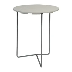 Grythyttan Stålmöbler Mesa Table 6B, Roble lacado -patas galvanizadas, Ø60 cm Blanco