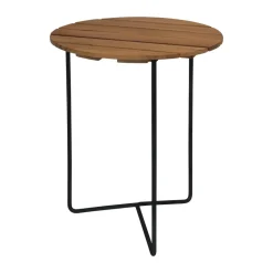 Grythyttan Stålmöbler Mesa Table 6B, Teca sin tratar-negro, Ø60 cm BeigeNegro Clearance