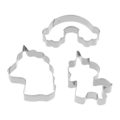 Nordwik Moldes de galletas de unicornio 3 piezas, Acero inoxidable Plateado New