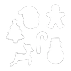 Nordwik Moldes de galletas navideñas 6 piezas, Acero inoxidable Plateado