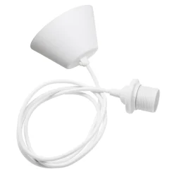 Watt & Veke Montura para lámpara de techo cable recubierto de tela, Blanco Hot
