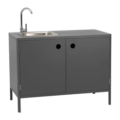 Brafab Mueble bajo de cocina exterior Kelia con fregadero, Antracita, 121x90x64 cm Gris Outlet