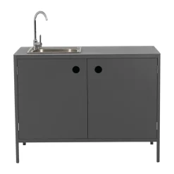 Brafab Mueble bajo de cocina exterior Kelia con fregadero, Antracita, 121x90x64 cm Gris Outlet