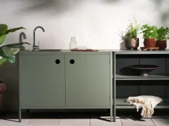 Brafab Mueble bajo de cocina exterior Kelia con fregadero, Nordic green, 121x90x64 Verde Sale