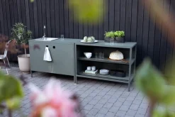 Brafab Mueble bajo de cocina exterior Kelia con fregadero, Nordic green, 121x90x64 Verde Sale
