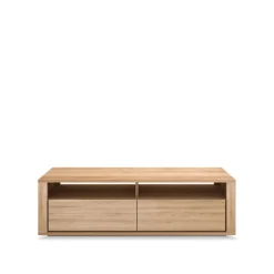 Ethnicraft Mueble multimedia Shadow , Roble encerado , 2 cajones Beige New