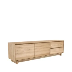 Ethnicraft Mueble multimedia Wave 60x210 cm, Roble con aceite duro encerado Beige Outlet