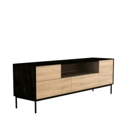 Ethnicraft Mueble multimedia Whitebird, Roble negro-Patas metálicas negras Beige Sale
