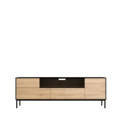 Ethnicraft Mueble multimedia Whitebird, Roble negro-Patas metálicas negras Beige Sale