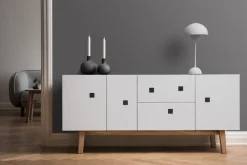 Zweed Mueble TV Peep M2, , retro, base de roble Blanco Clearance