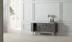 Zweed Mesas Para Tv Y Media|Mesas Para Tv Y Media<Mueble TV Peep M2, Slate grey, roble pigmentado blanco Gris