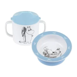 Rätt Start Mumin Vatten & Bad taza con boquilla y plato con ventosa, Azul Clearance