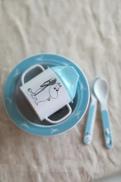 Rätt Start Mumin Vatten & Bad taza con boquilla y plato con ventosa, Azul Clearance