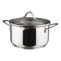 Dorre Olla con tapa de vidrio Kosmo 22 cm 3 L, acero inoxidable Plateado
