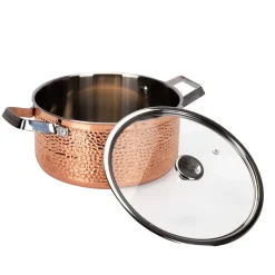 Vargen & Thor Olla con tapa Mjölner hamrad cobre, Miranda, 4 L Color doradoPlateado