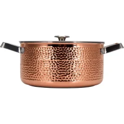 Vargen & Thor Olla con tapa Mjölner hamrad cobre, Miranda, 4 L Color doradoPlateado