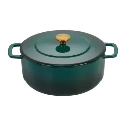 Combekk Ollas|Ollas De Hierro Fundido<Olla de hierro fundido esmaltada Enameled Ø28 cm , Holly Green-pomo gold Rojo