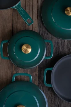 Combekk Olla de hierro fundido esmaltada Enameled Ø32 cm, Holly Green-pomo gold Verde Outlet
