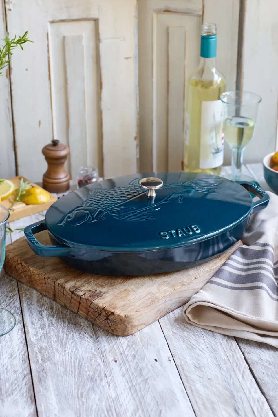 STAUB Olla La Mer ovalada, tres capas de esmalte, 32 cm Turquesa Discount