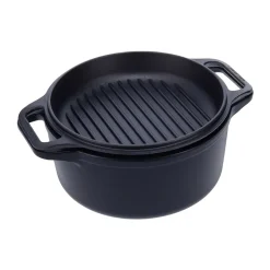 Victoria Baterías De Cocina<Olla y sartén parrilla de hierro fundido, previamente curados, 2 piezas Negro