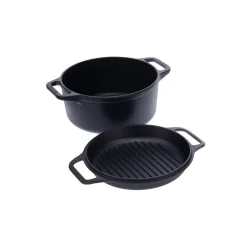 Victoria Baterías De Cocina<Olla y sartén parrilla de hierro fundido, previamente curados, 2 piezas Negro