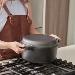 Victoria Baterías De Cocina<Olla y sartén parrilla de hierro fundido, previamente curados, 2 piezas Negro