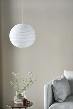 Scandi Living Pantalla de lámpara redonda Lucent, Ø40 cm Blanco Discount