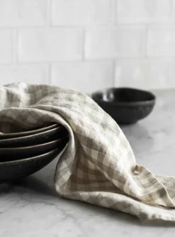 Tell Me More Paño de cocina a cuadros Gingham 70x50 cm, Natural BlancoBeige Sale