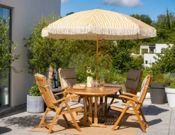 Brafab Sombrillas Y Parasoles|Protectores De Sol<Parasol Gatsby, Yellow stripe, Ø256 cm Beige