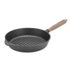 Nordwik Parrilla de hierro fundido con mango de madera , 28 cm Negro Discount