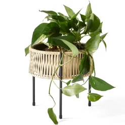 Audo Copenhagen Detalles De Jardín Y Accesorios De Exterior<Pedestal para plantas Umanoff ratán-acero, h27 cm Ø27 cm Beige